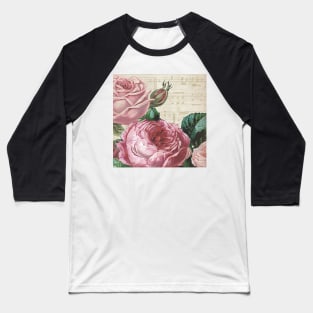 Roses, Floral Music Notes & Rose Vintage Romance Beautiful Design Baseball T-Shirt